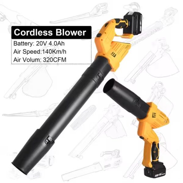 EquipesEmpire 20V Electric Leaf Blower Portable Variable Speed Cordless Air Blower with Extension Tube for Car Patio Blowing Leaves